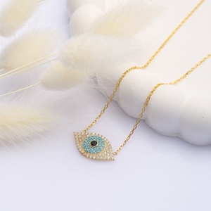 Élégant Minimaliste Oeil Argent Charme Collier Chance Pendentif Turc En Gros Fabriqué À La Main 925 Bijoux En Argent Sterling - Product Image 4