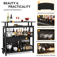 Nouveauté pour le divertissement à domicile : Tables de bar à jus et à vin noires personnalisées pour cuisine avec rangement