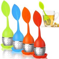 Infuseur à thé réutilisable en silicone vintage sans BPA avec poignée et filtre en acier inoxydable pour thé en vrac ou thé aux herbes