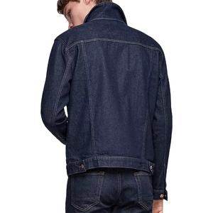 Longue veste en jean extensible sur mesure pour hommes, veste en denim uni en coton bleu pour l'hiver pour hommes, grande taille - Product Image 5
