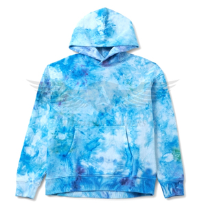 Pull de couleur bleue bon fournisseur nouveauté vêtements pour adultes respirant logo personnalisé imprimé adulte tenue décontracté cravate teinture sweats à capuche - Product Image 1