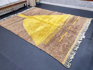 Tapis marocain de qualité supérieure 7x9 fait à la main tapis berbère tribal marocain tapis Beni marron et jaune au meilleur prix du fournisseur de tapis - Product Image 5