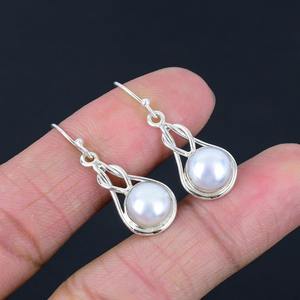 Boucles d'oreilles pendantes en perles et pierres précieuses Femme Argent sterling 925 Style bohème Tendance Cadeau de fête fait main - Product Image 4