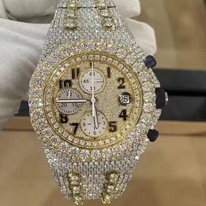 Reloj de Alta Gama con Diamantes de Moissanita y Acero Inoxidable, Correa Brillante, Movimiento ETA Duradero, Reloj de Moda Perfecto - Product Image 1