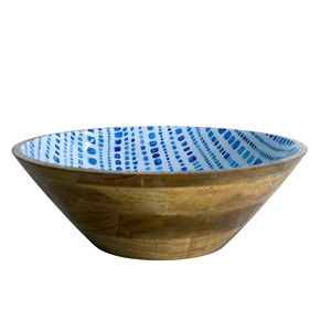 Stylish Wooden Serving <b>Bowl</b> with Elegant <b>Enamel</b> Print Design Sustainable Elegant Salad & Fruits <b>Bowl</b> for Parties - Product Image 3