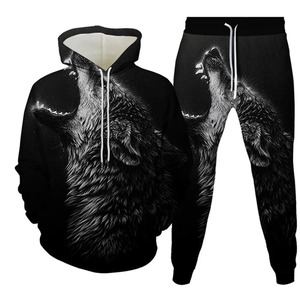 Automne Animal chat impression 3D ensemble de vêtements de sport pour hommes mode t-shirt à manches longues pantalon 2 pièces ensemble pull surdimensionné hommes vêtements - Product Image 3