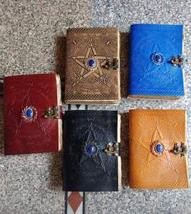 Revues en cuir de pierres précieuses en relief étoile sur mesure avec des papiers bordés à l'aspect ancien pour la revente agate - Product Image 6