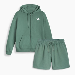 Conjunto Casual de Sudadera con Capucha y Pantalones Cortos de Algodón para Mujer, Tela Suave, Secado Rápido, Transpirable, Cómodo para el Verano, Uso Diario y Viajes - Product Image 1