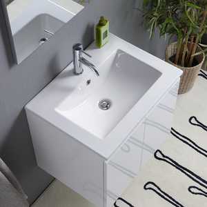 Glossy White 60 cm Bathroom Cabinet with Sink <b>Mirror</b> and Baltimora Lamp Bathroom Sets - Product Image 3