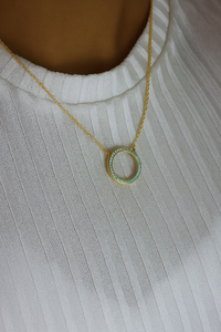 Collar de cadena de aguamarina, collar circular de plata de ley 925 para mujer, regalo de aniversario hecho a mano - Product Image 6