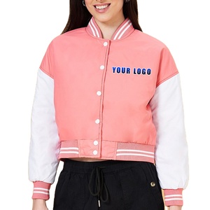 เสื้อแจ็คเก็ตวาร์ซิตี้แบบครอป ดีไซน์ใหม่ ขายส่งระดับมืออาชีพ แฟชั่นยอดนิยม สั่งทำสีและโลโก้ได้ เสื้อผ้าผู้หญิง - Product Image 1