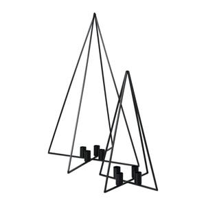 Portavelas de alambre metálico negro mate de lujo, linterna triangular minimalista para decoración de mesas de boda, elegante soporte para velas tipo T para decoración. - Product Image 1