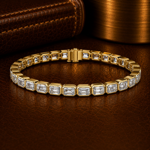Emerald Bezel Set Lab Grown Diamond Tennis <b>Bracelet</b> 10K 14K <b>Solid</b> Gold DEF VVS Bridal <b>Bracelet</b> Custom Fine Jewelry OEM Wholesale - Product Image 1