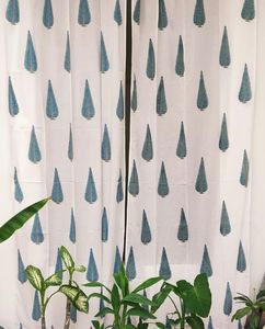 ชุดผ้าม่านผ้าฝ้ายสําหรับหน้าต่างและประตูบล็อกมือพิมพ์ชุดผ้าม่านพิมพ์บล็อกไม้ชุดผ้าม่านผ้าฝ้ายอินเดีย - Product Image 2