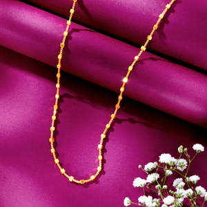 Collier unisexe plaqué or 18 carats avec chaîne à vagues et pendentif croix en perle et diamant - Product Image 1
