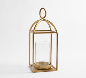 Acube Modern Round Pillar Candle Holder <b>Glass</b> and Metal Stand with <b>Glass</b> Gold Finish for Home Decoration Christmas - Product Image 4