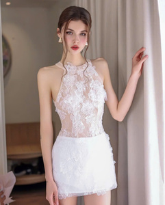 Vestido corto de alta calidad con flor blanca para dama dulce para ir a la calle o fiesta hecho en Vietnam - Product Image 3