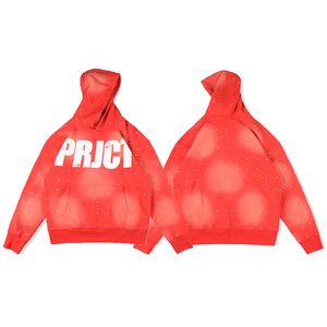 Sweat-shirts pour hommes de haute qualité, délavés à l'acide, délavés à la pierre, brodés, vintage, avec strass, vêtements décontractés d'automne - Product Image 1