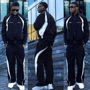 Men's Custom Nylon Zip-Up Windbreaker Tracksuit Two-Piece Set with <b>Jacket</b> and Pants <b>for</b> <b>Summer</b> Jogging - Product Image 4