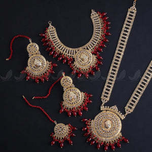 Trending now Elegant Indian and Pakistani ethnic <b>jewelry</b> set featuring traditional kundan, meenakari, and <b>pearl</b> embellishments - Product Image 6