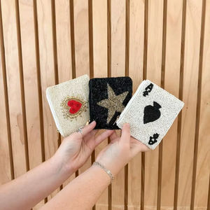 Monedero de Lona con Cierre de Cremallera, Estilo Vaquero, Hecho a Mano, con Cuentas, Diseño de Leopardo - Product Image 1