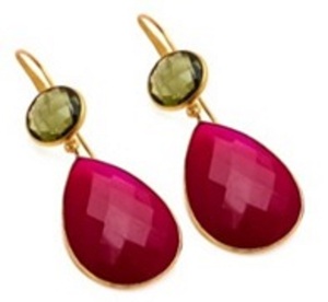 Labradorita y piedra lunar de arcoíris, pendientes de plata de ley 925 con forma de pera y piedra lunar redonda, novedad - Product Image 1