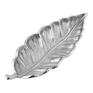 Plateau décoratif en métal aluminium avec texture de feuille réaliste, vaisselle réutilisable de style Art Déco - Product Image 3