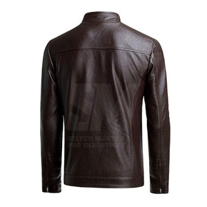 Blouson en cuir pour homme, nouvelle collection 2026, coupe-vent, col montant, logo frontal, haute qualité, vente chaude - Product Image 2