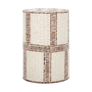 Table basse en nacre faite à la main, crème, style bohème, meubles de salon, cadre en bois durable et écologique, antique, Vietnam - Product Image 1