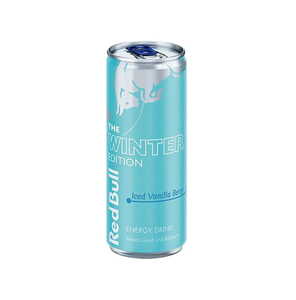 Boisson énergisante authentique Red Bull édition hiver saveur vanille glacée et fruits rouges, 24 canettes de 250 ml, saveur myrtille et vanille, vente en gros - Product Image 1