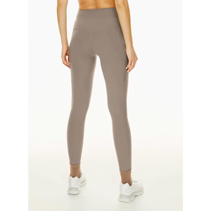 Pantalones de Yoga para gimnasio atléticos de cintura alta transpirables personalizados de tendencia superior 2024 para mujer patrón sólido cierre de cordón con bolsillo - Product Image 3