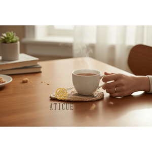 แผ่นรองจานรูปใบไม้ถักจากปอกระเจาขนาด 10x8 นิ้ว งานตกแต่งบ้านและโต๊ะอาหาร ทำด้วยมืออย่างประณีต - Product Image 5