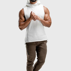 <b>Men's</b> Summer <b>Sleeveless</b> <b>Hoodie</b> Quick Dry Breathable Knitted Gym Fitness Wear Comfortable Sports Running Hooded Tops for Boys - Product Image 6