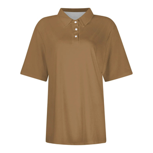Polo à manches courtes pour femme 2026, couleur unie, décontracté, en tissu Oxford de coton, longueur normale, vert sarcelle - Product Image 4