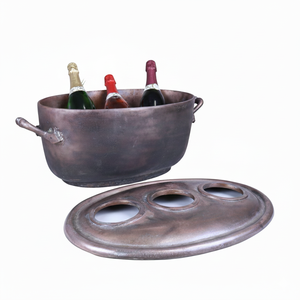 Hammered Design 2 <b>Bottles</b> Ice Bucket Party Design Indoor Home Decoration Wine Chiller Modern Shaped Design Wine Cooler - Product Image 4