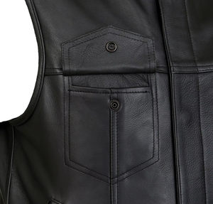 Haute qualité hommes coupe-vent respirant en cuir gilet fermeture éclair conception personnalisée Logo privé en détresse motard Look prix bas pour tous - Product Image 4