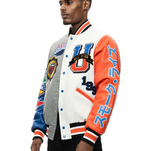 Canvas Hooded <b>Quilted</b> Winter <b>Wool</b> Jacket Windproof Warm University Baseball Varsity Style Embroidered Street - Product Image 3