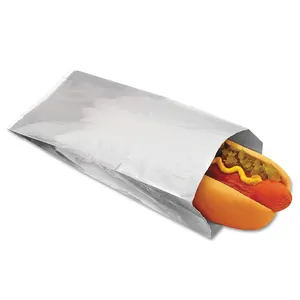 Fabrieksprijs Aluminiumfolie Beklede Papieren Zakjes Knijpbodem Hamburger Hotdog Sandwich Papieren Zak