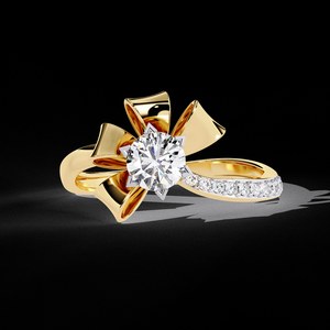 Bague en diamant de laboratoire de qualité supérieure avec nœud en ruban en or 14K 18K 0,50 carat rond brillant certifié IGI - Product Image 2