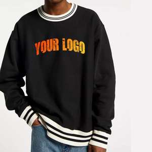 Custom Oversized Sweat Shirts <b>Men</b> Vintage Unisex <b>Men</b> Embroidered <b>Crewneck</b> Pullover <b>Sweatshirt</b> with Contrast Colo Rib <b>Sweatshirts</b> - Product Image 1