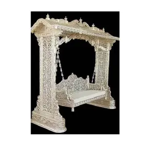 Indian Wedding Silver Metal Carved Jhula New Design Silver Brass Metal Swing Indian Wedding Swing Jhula Decoration