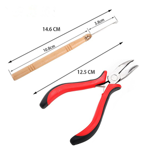 Alicate para extensiones de cabello, venta al por mayor, juego de herramientas para extensiones de cabello de trama de acero inoxidable con hilos de nailon, microperlas, agujas - Product Image 6