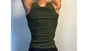 Débardeur d'entraînement vierge de qualité avec logo personnalisé OEM débardeur côtelé hommes col carré débardeur de gym pour hommes - Product Image 4