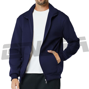 Sudadera de lana con cremallera completa para hombre, chaqueta ligera con cuello falso, manga larga, tacto suave, estilo informal, ajuste cómodo, ropa de abrigo de moda - Product Image 1
