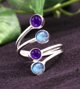 Sterling Silver <b>Ring</b> Wedding Gift <b>Ring</b> Handmade 925 Sterling Silver Moonstone Gemstone Spinner Classic <b>Ring</b> Christmas Blue Fire - Product Image 2