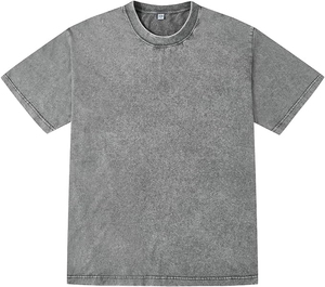 Camiseta de manga corta unisex lavada de algodón personalizada de alta calidad lavada con ácido vintage teñido - Product Image 1