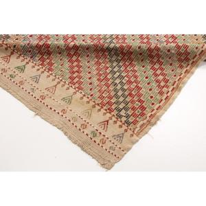 Vintage Rug 6.6x10.1 ft, <b>Red</b> Green Camouflage <b>Wool</b> Turkish Rug - Product Image 5