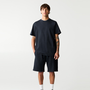 Fabricantes de ropa de calle personalizada algodón lavado ácido camiseta recortada camisetas conjunto corto impreso Boxy gráfico camiseta hombres - Product Image 5