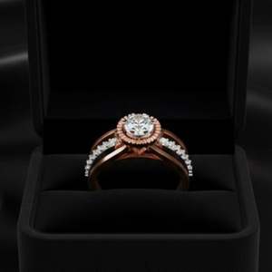 Anillo de diamantes cultivados en laboratorio hecho en oro rosa y blanco de 14 quilates - Product Image 1