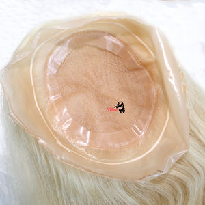 Peluca de cabello humano para mujer, tupé de mano, 100% humano, Rubio ruso, virgen, barato - Product Image 3